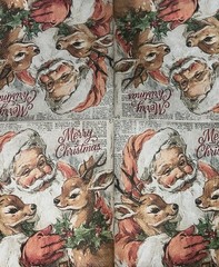 TWO Paper LUNCHEON Decoupage Napkins Reindeer Christmas SANTA Vintage Retro 6.5