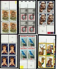 6 DIFFERENT 25c PLATE BLOCKS – MNH