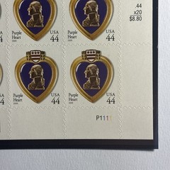 Sheet of (20) 2009 Purple Heart Stamps, $8.80 FV, Scott #4384, MNH