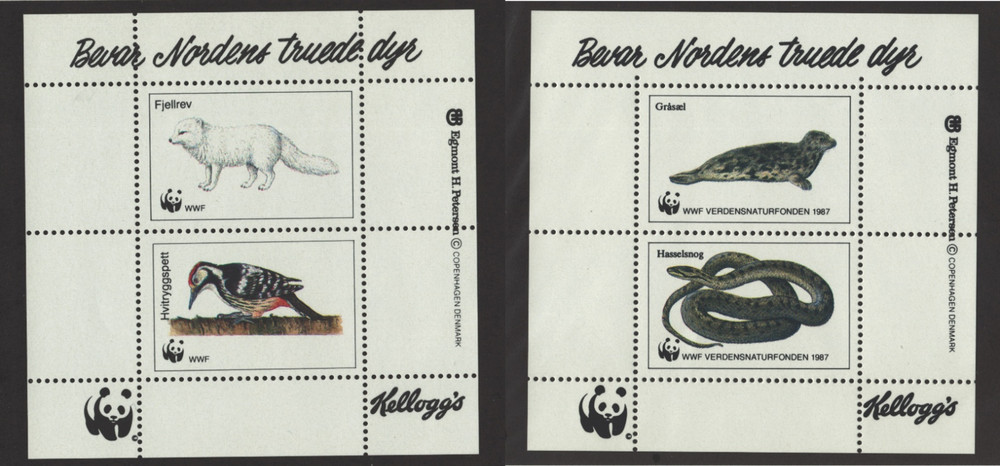 Denmark Cinderella Sheets WWF Kelloggs 1987 Conserve Nordic Endangered Animals