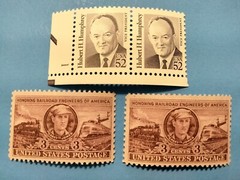 Unused Stamps- National Railroad Engineers of America 3c 1950 & 2 Humphrey 52c