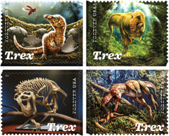 USPS New Tyrannosaurus Rex Pane Sheet 16 Forever Stamps T-Rex Trex Dinosaur 🦖