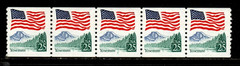 US Stamps – 25¢ Flag/Yosemite Park – Plate #7 Coil Strip of 5 MNH stamps SC#2280