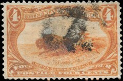 USA Used F-VF 4c Scott #287 1898 Indian Hunting Trans-Mississippi Stamp