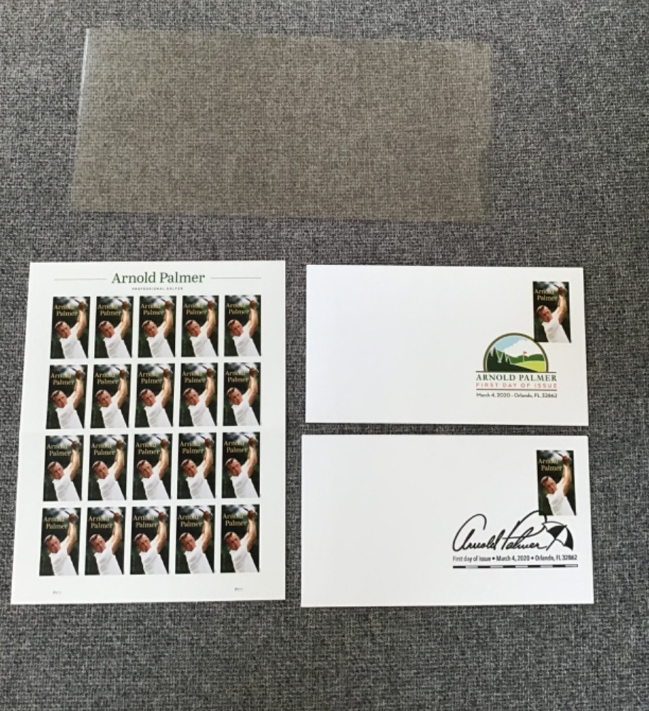 US SCOTT 5455 SHEET OF 20 ARNOLD PALMER FOREVER STAMPS WITH 2 STAMPED ENVELOPES