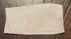 Chicago, IL 12 Cent Metered Postage Stamp Cut Square May 15, 1970