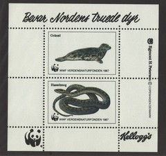 Denmark Cinderella Sheets WWF Kelloggs 1987 Conserve Nordic Endangered Animals