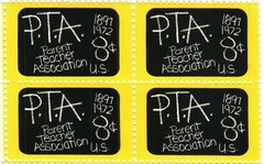 PTA PARENTS TEACHERS–Block of 4 Collectible Unused 1972 Stamps–FREE SHIPPING