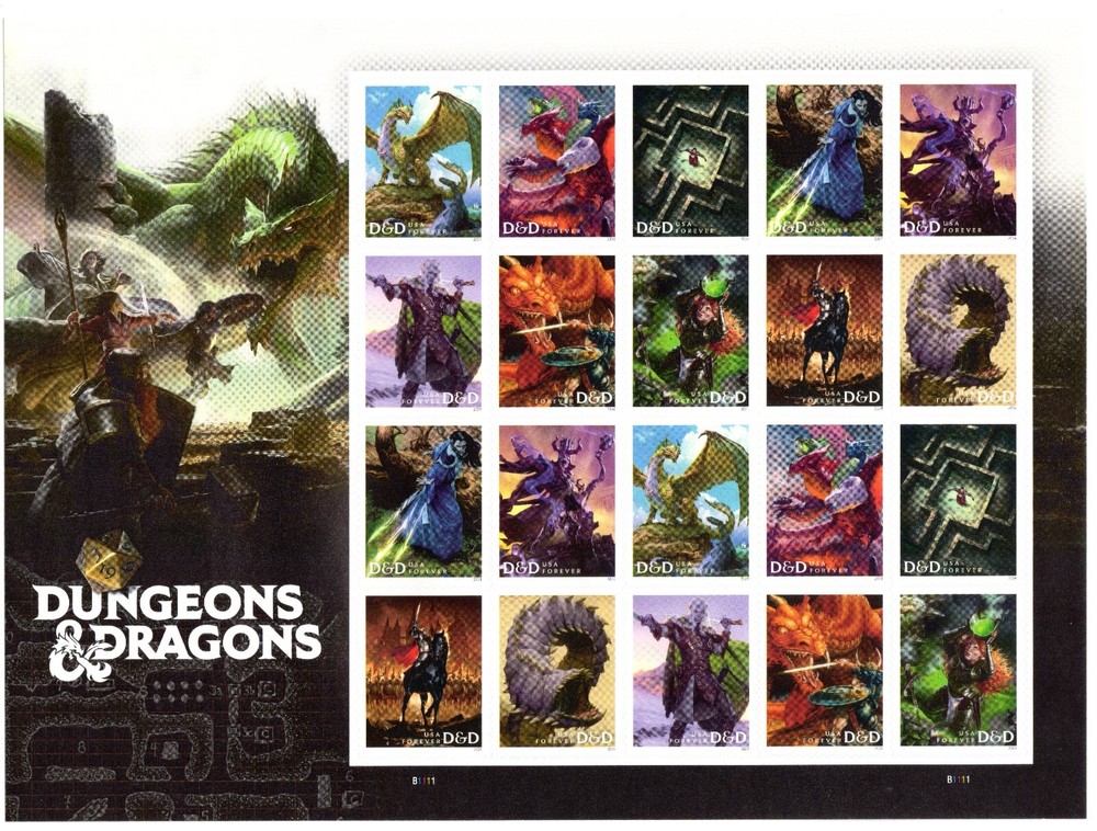 USPS Dungeons & Dragons Full Sheet of 20 Forever Stamps