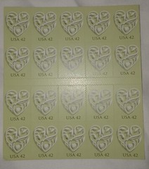 TWO Panes / Booklets x 20 = 40 of WEDDING HEARTS 42¢ US Postage Stamp USA # 4271