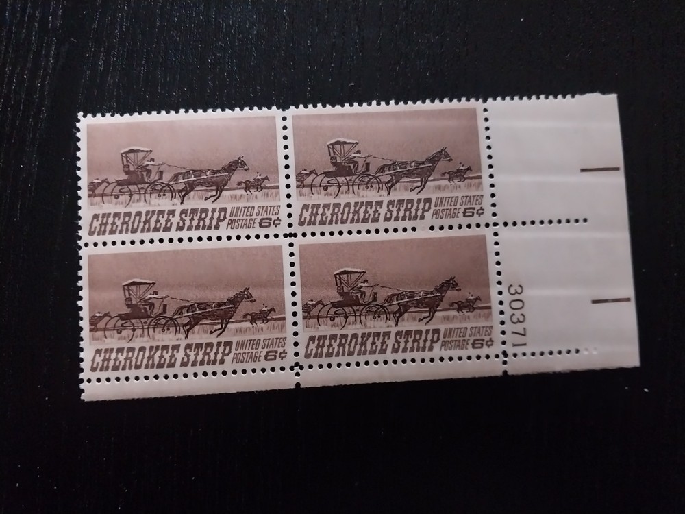 4 Stamps United States Postage 6 Cents Cherokee Strip Unused