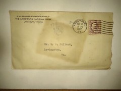 # 489-1917 3c Washington, violet Envelope from The Lynchburg National Bank 1917