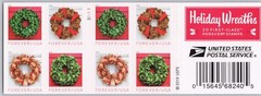 2019 USA #5424-27b Forever Holiday Wreaths – Booklet of 20 Christmas Postage