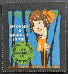 Vintage Life Insurance Connecticut General Hartford Poster Stamp