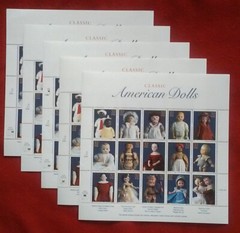 Five Souvenir Sheets x 15 = 75 CLASSIC AMERICAN DOLLS 32¢ US USA Stamps Sc# 3151