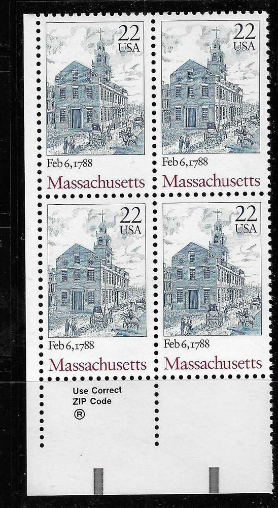 USA SC # 2341 Massachusetts Statehood . MNH