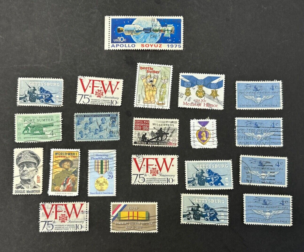 Vintage US Military Themed Postal Stamps