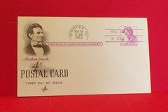 Stamps – First Day of Issue, Abraham Lincoln, 4 Cent Postal Card, 1962