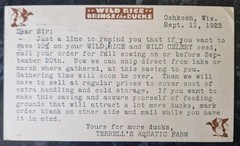 UNITED STATES POSTAL CARD 12 SEPTEMBER 1923 OSHKOSH TO SWEDEN