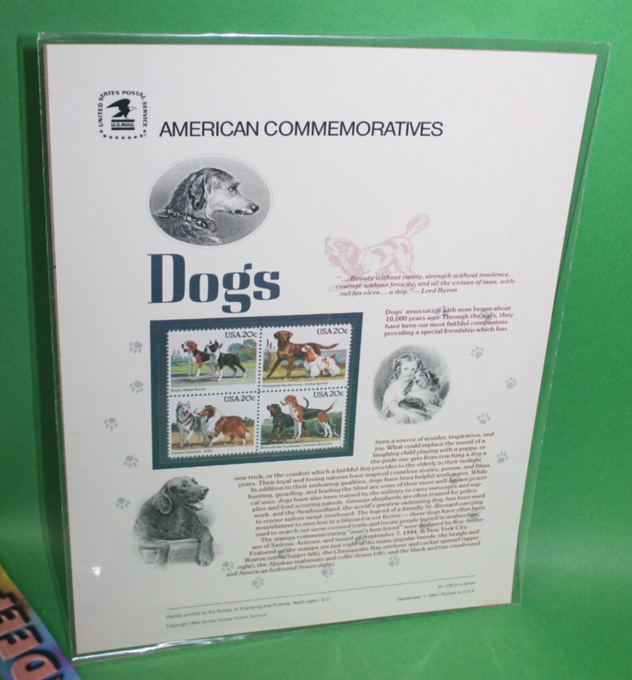 American Commemoratives Dogs USPS Stamps Panel 228 September 7, 1984