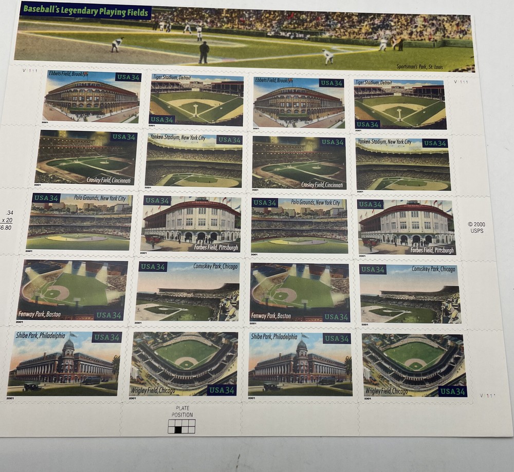 2000 USPS Stamps BASEBALL’S LEGENDARY PLAYING FIELDS 20 @ 34c ~ MNH ~ Scott 3997