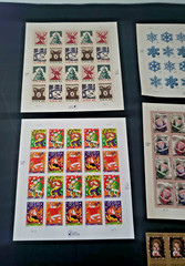 USPS MINT NH VINTAGE CHRISTMAS CARD SANTA FROSTY POSTAGE STAMP SHEETS $53+ F.V.