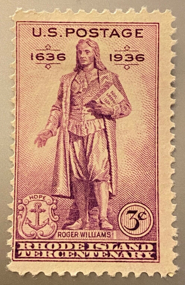 US SCOTT 777 «Roger Williams» 3 CENT MH OG XF 1936