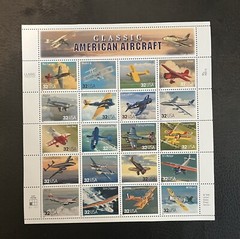 CLASSIC AMERICAN AIRCRAFT Sheet of 20 stamps 32 cents