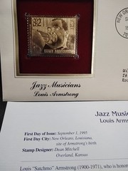 Jazz Postal Commemorative Society Stamp 22K Plated Gold Stamp Louis Armstrong