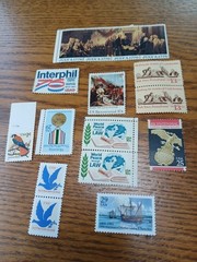 USPS 17 stamps Bicentennial, peace, interphil, bunker hill, 10-29 cents