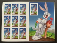 USA 32 Cent Bugs Bunny Postage Stamps, Full Sheet of 10