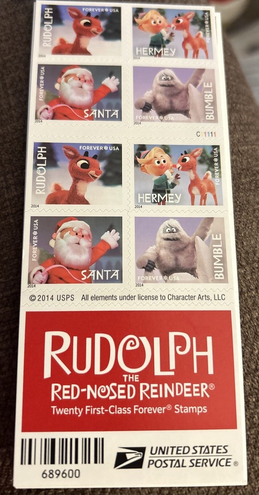 20 USPS RUDOLPH the Red Nose Reindeer 2014 Holiday Christmas Forever Stamps Rare