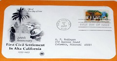 First Day of Issue Souvenir Page First Civil Settlement California 1977 Stamp