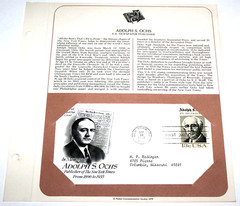 First Day of Issue Souvenir Page Adolph S Ochs Newspaper Publisher 1976 Stamp