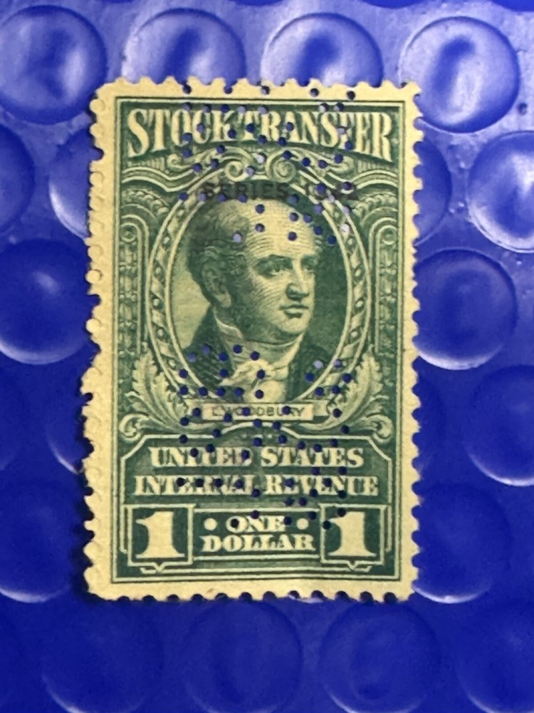 United States Internal Revenue $1 Stock Transfer Stamp – Machine Cancelled