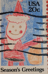 U.S. Postage ~ Seasons Greeting/Santa Drawing ~ Used/Posted ~ c.1984 ~ 02