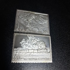 Pure silver/pure copper relief, 2 pieces, SL, crafts