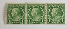 Benjamin Franklin One Cent U.S. Rare Set of 3 unused Stamps No Rubber Stamp Mark
