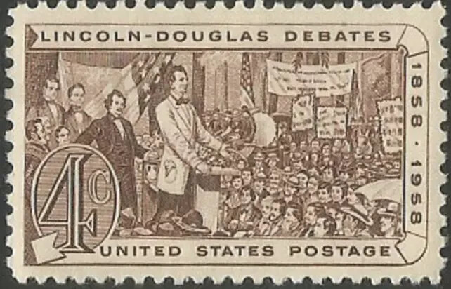 USA 1958 – Abraham Lincoln – F. Douglas Debates, 1858-1958 — MNH – Sc. #1115 😍