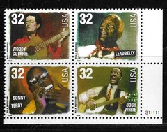 USA SC # 3215a American Music series – Folk Musicians – BLK4 . MNH