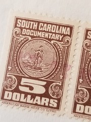 Stamp $5 Dollar South Carolina Documentary