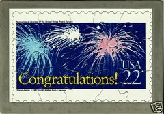 CONGRATULATIONS!, USA 22 USPS PUZZLE STAMP COMMEMORATIVE 1987
