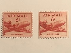 Genuine- 6 cent red us air mail stamps of 1949