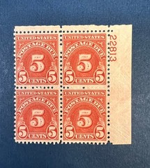 Postage Due Plate Block of 4, J83 Mint NH/H OG 5 cent