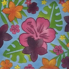 2 Individual Paper Decoupage Luncheon Napkins – Hawaii Tropical Hibiscus 6.5”
