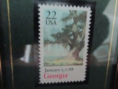 Vintage Stamps & Stories Framed «Georgia Statehood» Texas Stamps