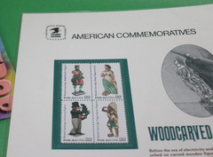 American Commemoratives Woodcarved Figurines Stamps Postage Panel 271 Oct 1 1986