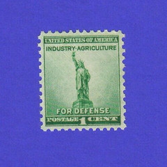 1940 STATUE OF LIBERTY STAMP INDUSTRY AGRICULTURE FOR DEFENSE STAMP VTG POSTAGE
