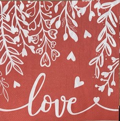 Three Individual Paper Luncheon Decoupage Napkins VALENTINE Hearts /LOVE 6.5”