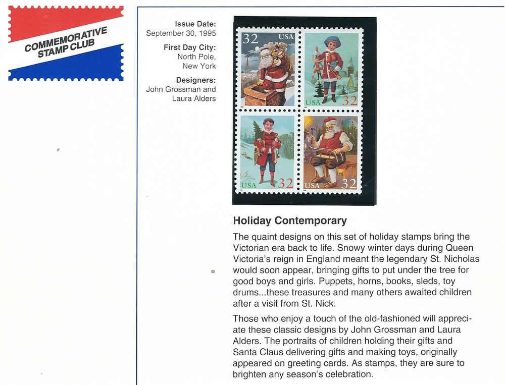 Scott #3004/7….32 Cent…Christmas…Block of 4 + Postal History